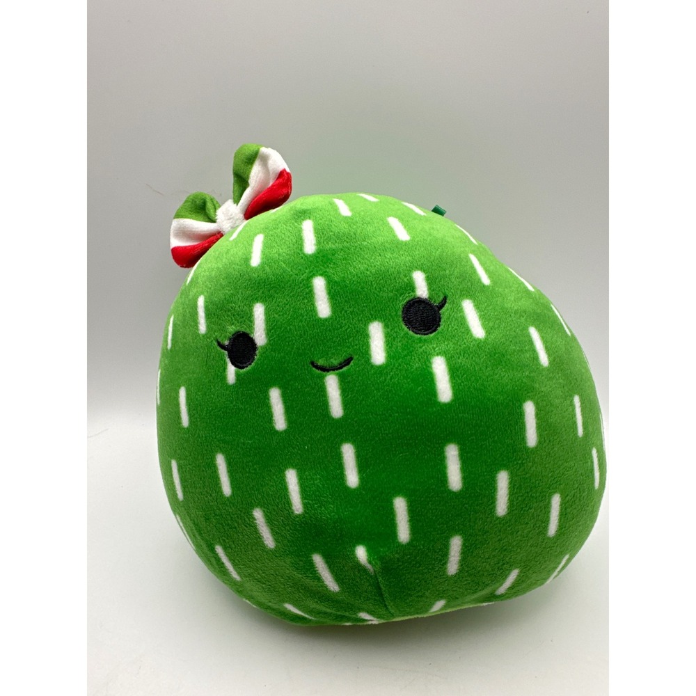 Original Squishmallows Cactus Plush Toy Green White Spines Bow